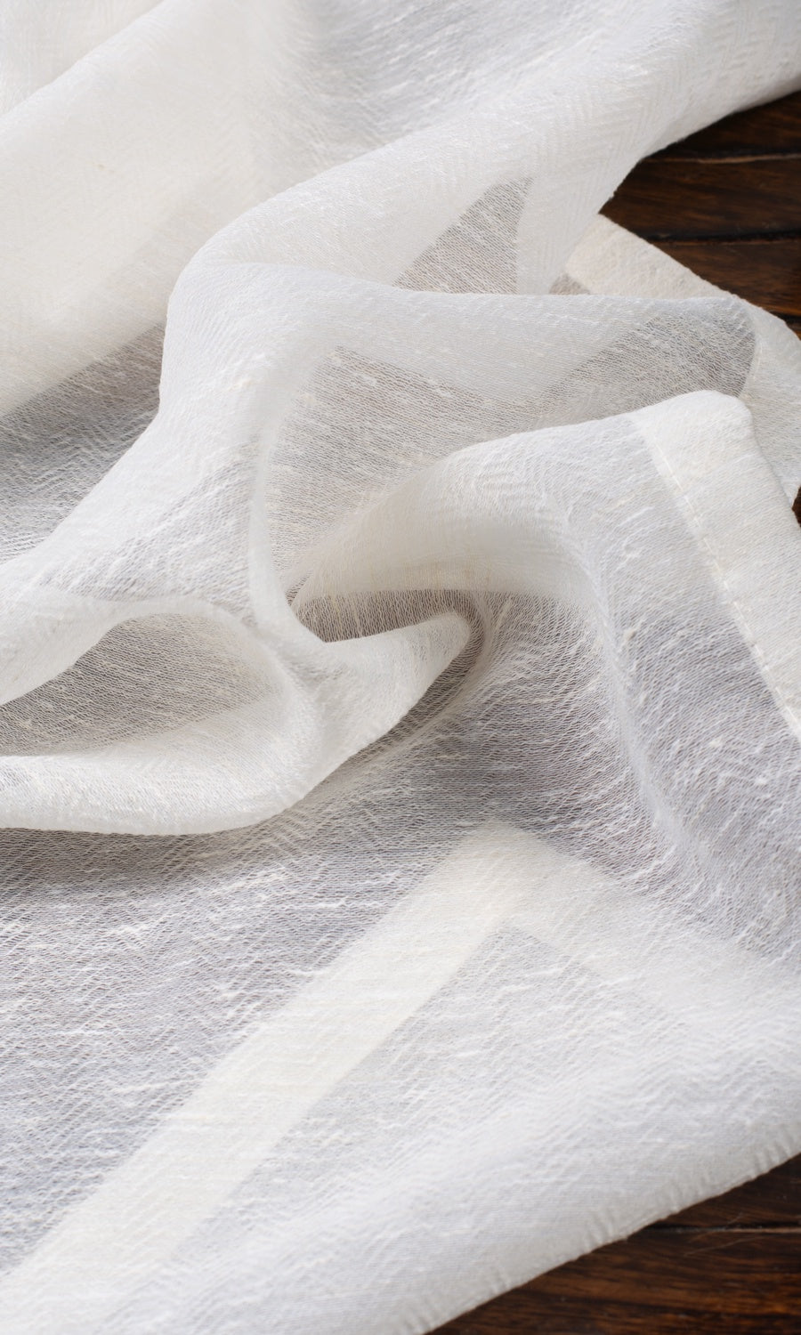 Textured Sheer Home Décor Fabric By the Yard (Cotton White)
