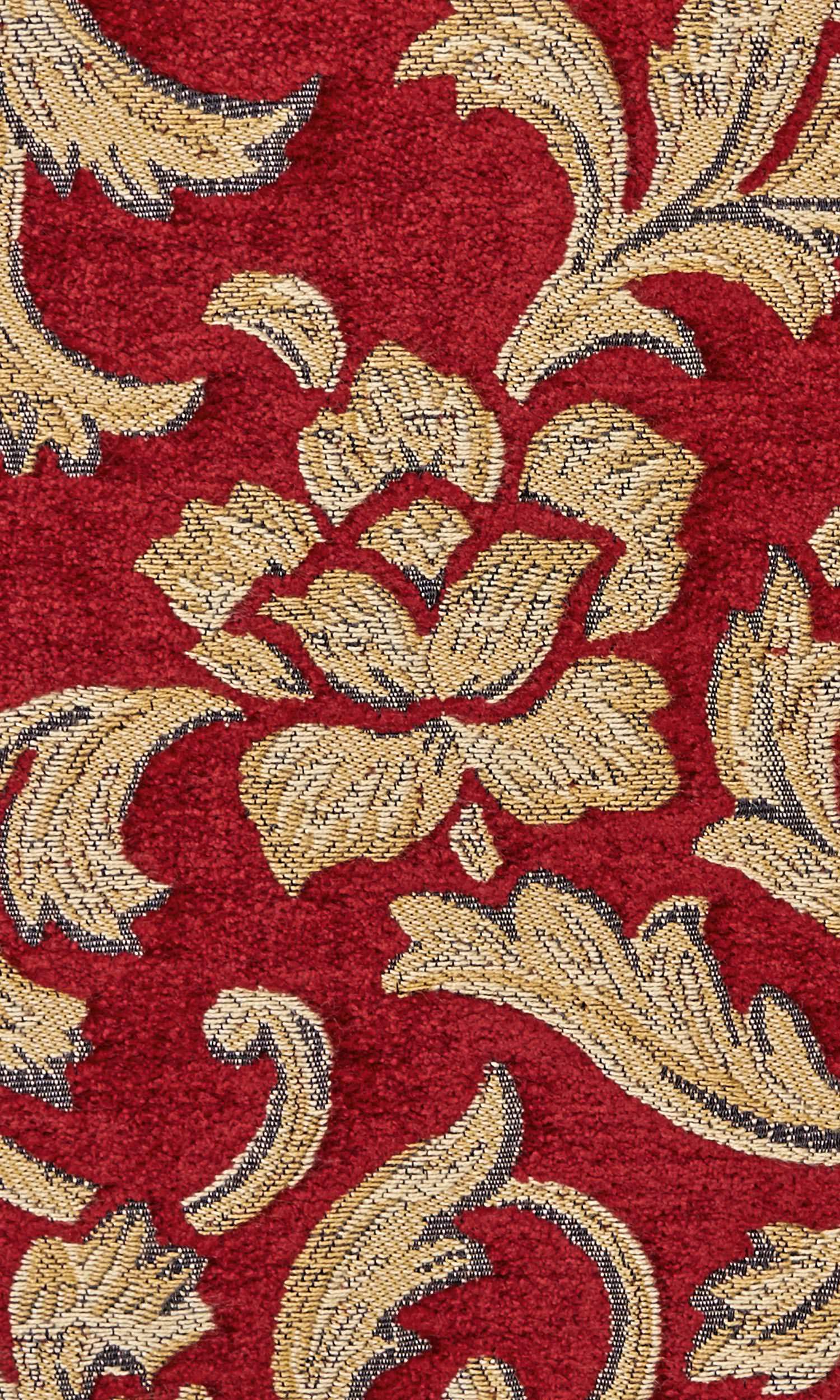 Floral Velvet Home Textile Fabric Material Sample (Beige/ Red)