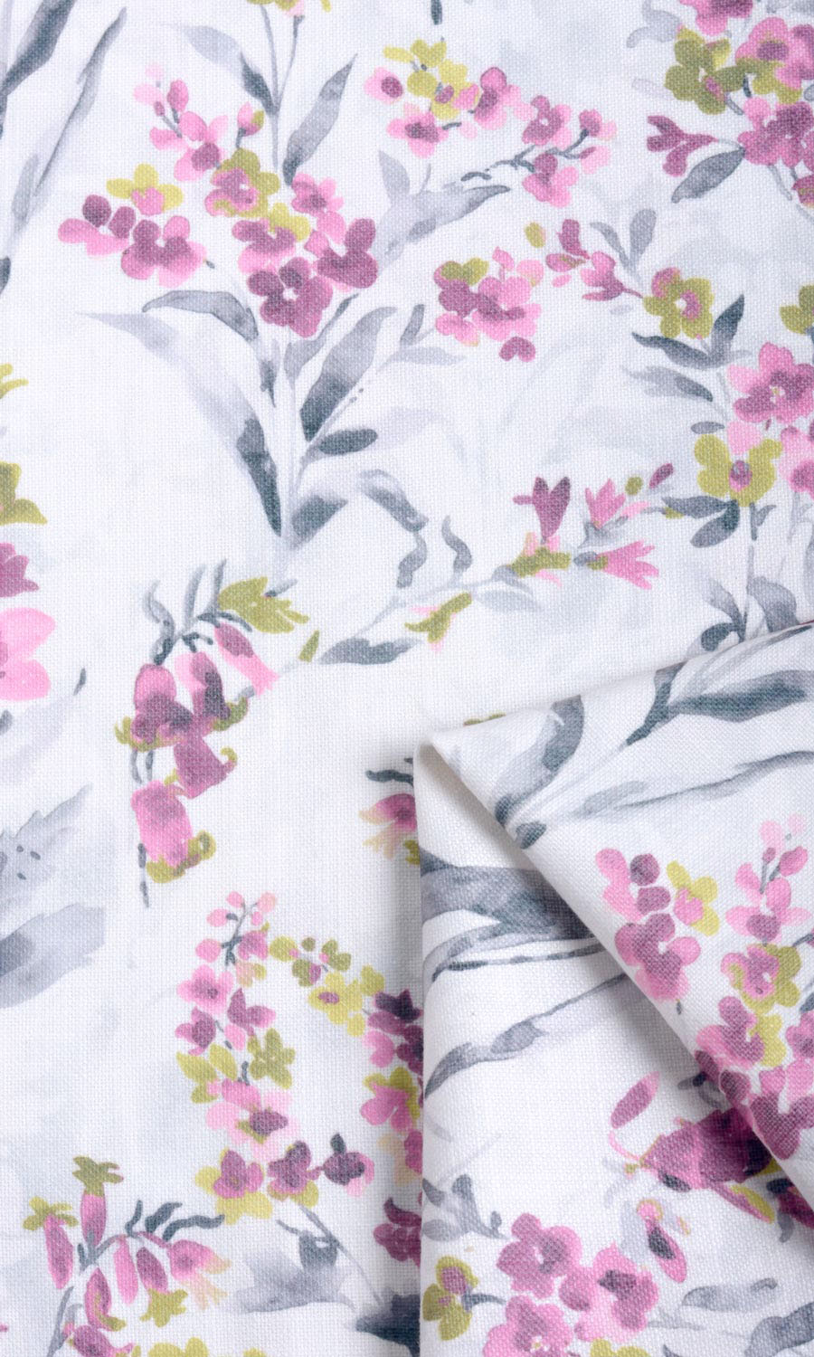 Floral Print Drapery (Pink/ Grey) Extra Long Short Wide