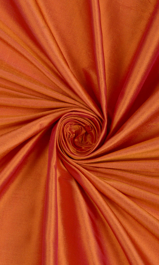 Shantung Silk Home Décor Fabric By the Yard (Saffron Orange)
