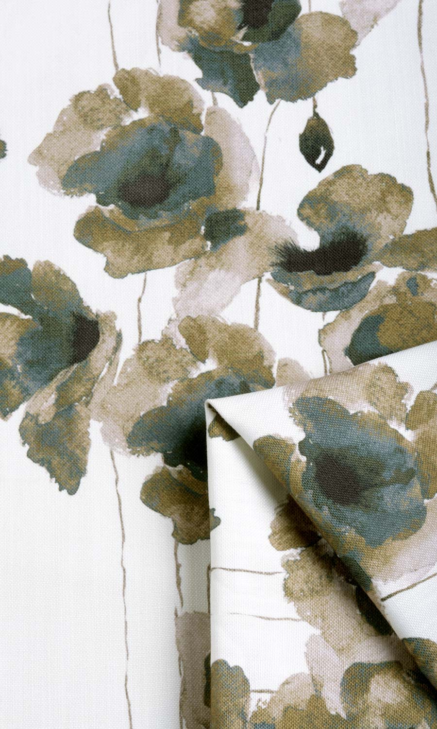 Water Lilies Floral Home Textile Fabric Material By the Yard (Brown/ Grey)