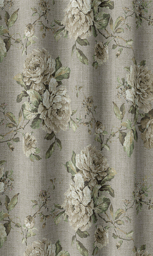 Country Floral Home Textile Fabric Material Sample (Warm Grey)