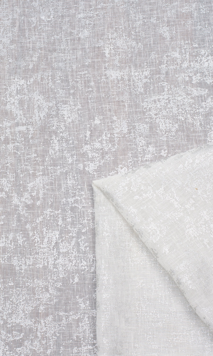 Metallic Accent Semi-Sheer Fabric Material By the Yard (White)
