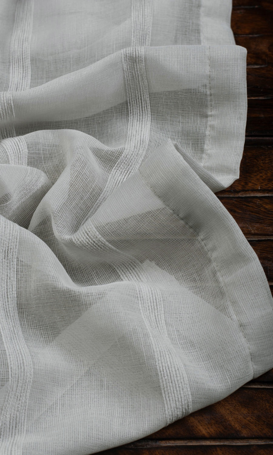 Striped Sheer Fabric Material By the Yard (Grey)