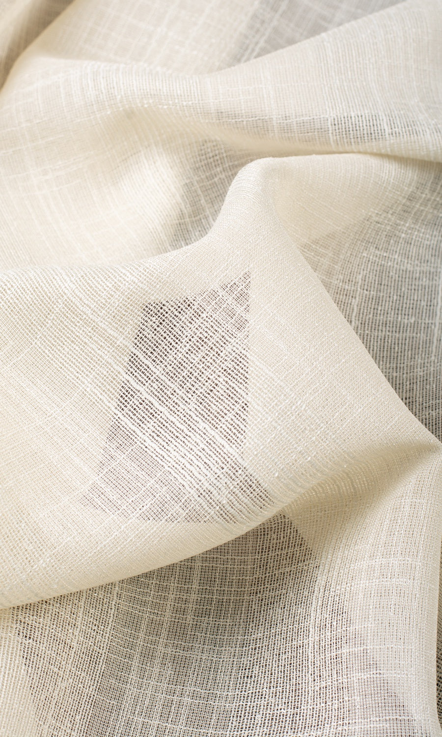 Textured Stripe Sheer Fabric By the Yard for Curtains & Drapes (Almond Cream)