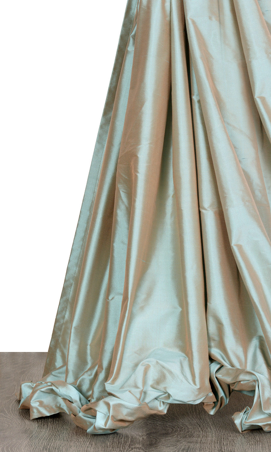 Shantung Silk Window Treatments Fabric Sample (Turquoise/ Bronze)