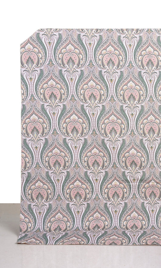 Floral Damask Home Décor Fabric By the Yard (Pink/ Green/ Grey)
