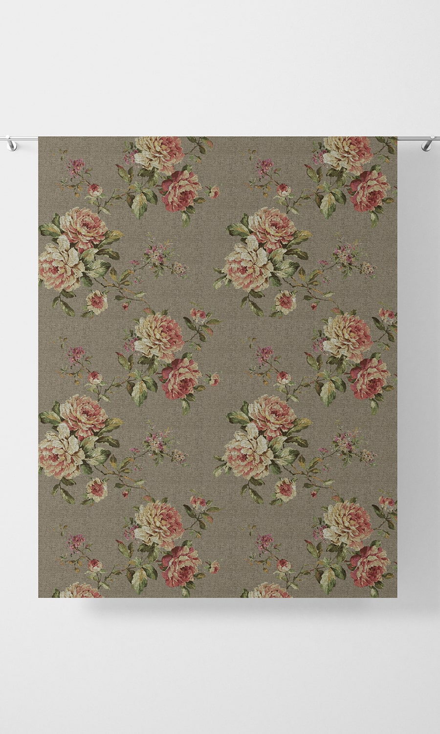 Floral Country Home Décor Fabric By the Yard (Grey/ Green/ Pink)