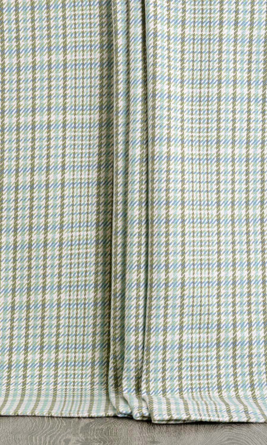 Houndstooth Cotton Home Décor Fabric Sample (Green/ Blue)