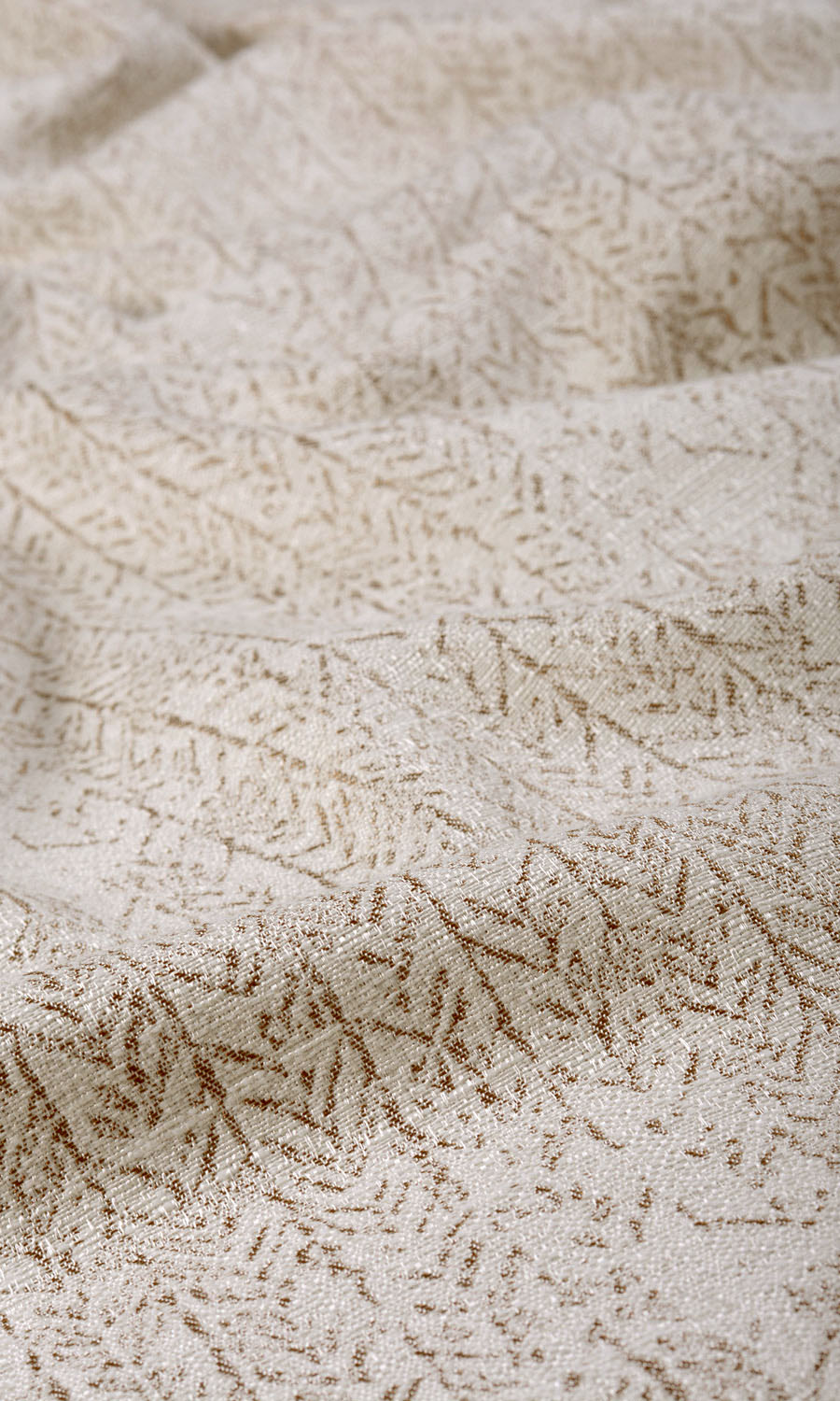 Herringbone Poly-Cotton Fabric By the Yard for Curtains & Drapes (Off White/ Brown)