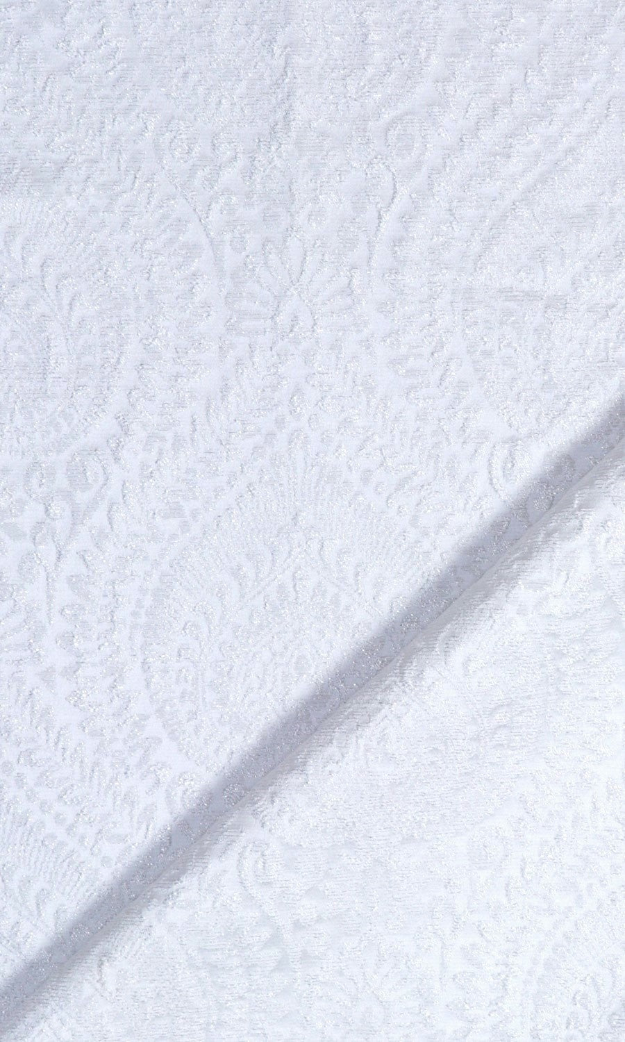 Textured Floral Fabric Material By the Yard (White)