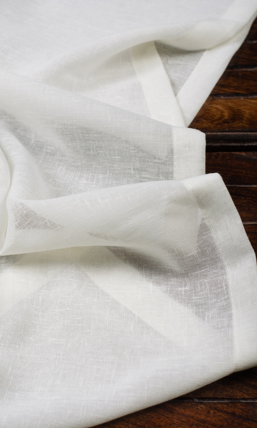 Plain Linen-Texture Sheer Free Fabric Material Sample (White)