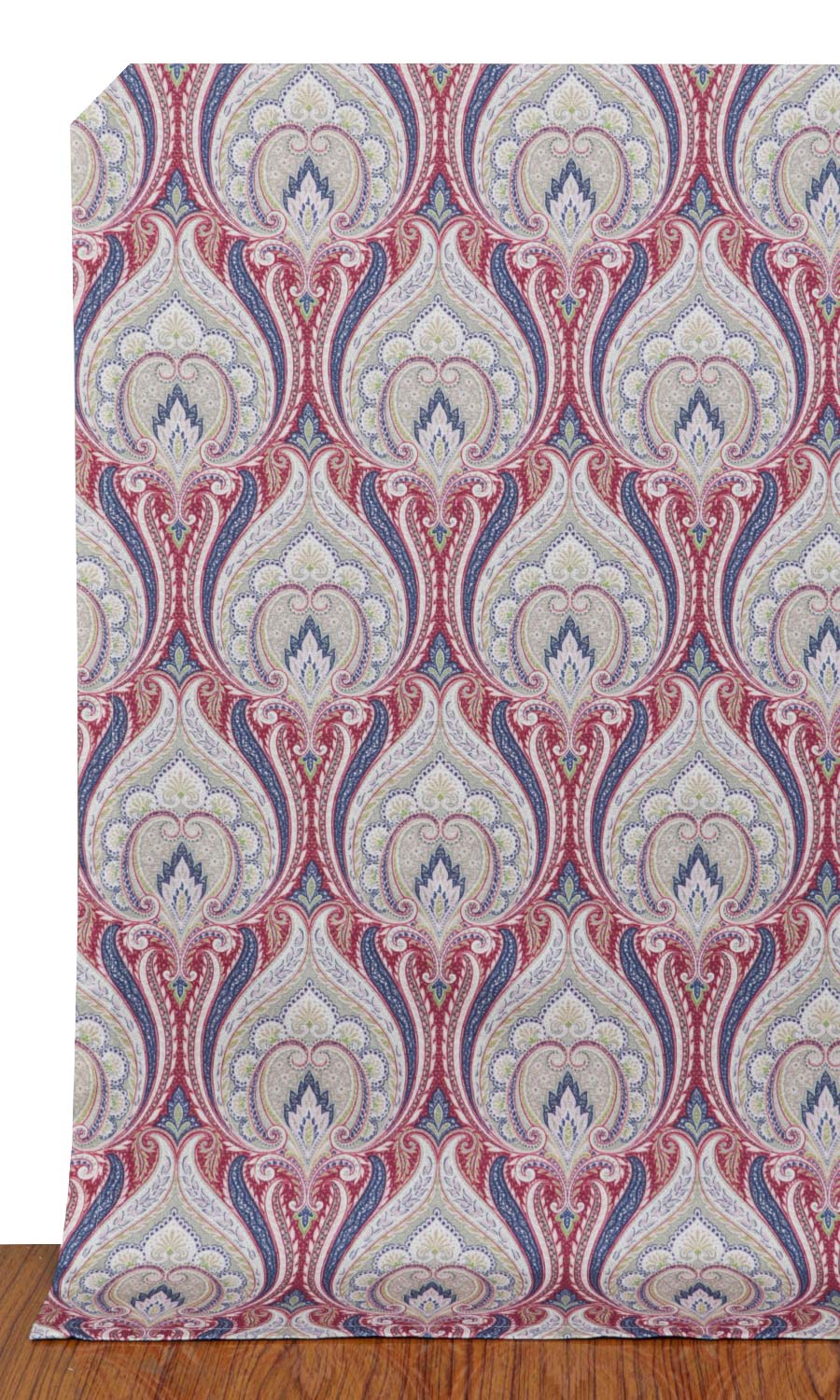 Floral Damask Home Décor Fabric By the Yard (Red/ Blue)