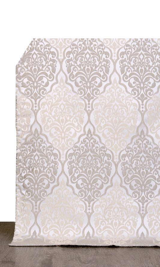 Damask Home Décor Fabric By the Yard (Beige)