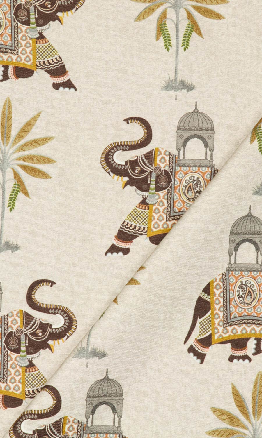 Printed Cotton Home Textile Fabric Material By the Yard (Beige/ Brown)
