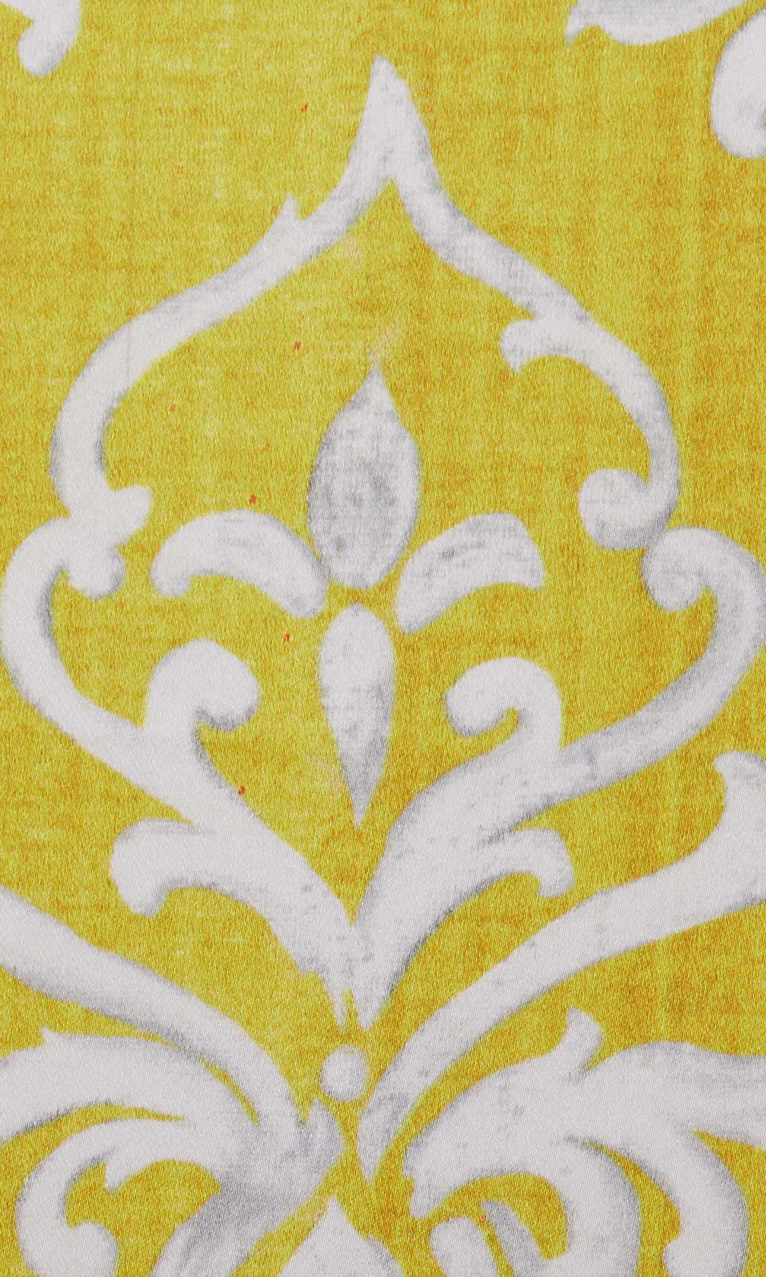 Damask Home Textile Fabric Material Sample (Yellow/ White)