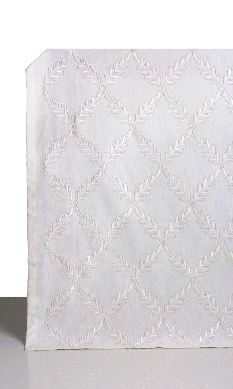 Poly-Linen Embroidered Window Treatments Fabric By the Yard (White/ Cream)