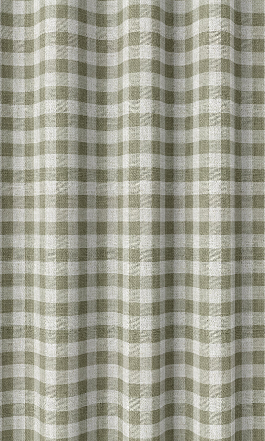 Check Patterned Home Décor Fabric By the Yard (Green/ White)