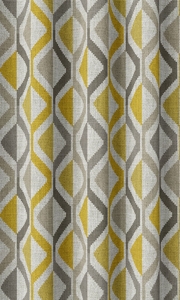Geometric Striped Window Treatments Fabric Sample (Yellow/ Grey)