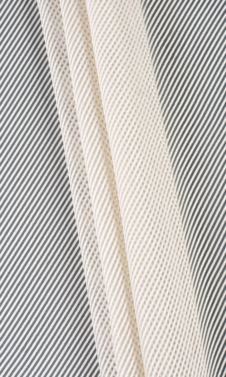 Striped Sheer Free Fabric Material Sample (Pale Beige/ Ivory)