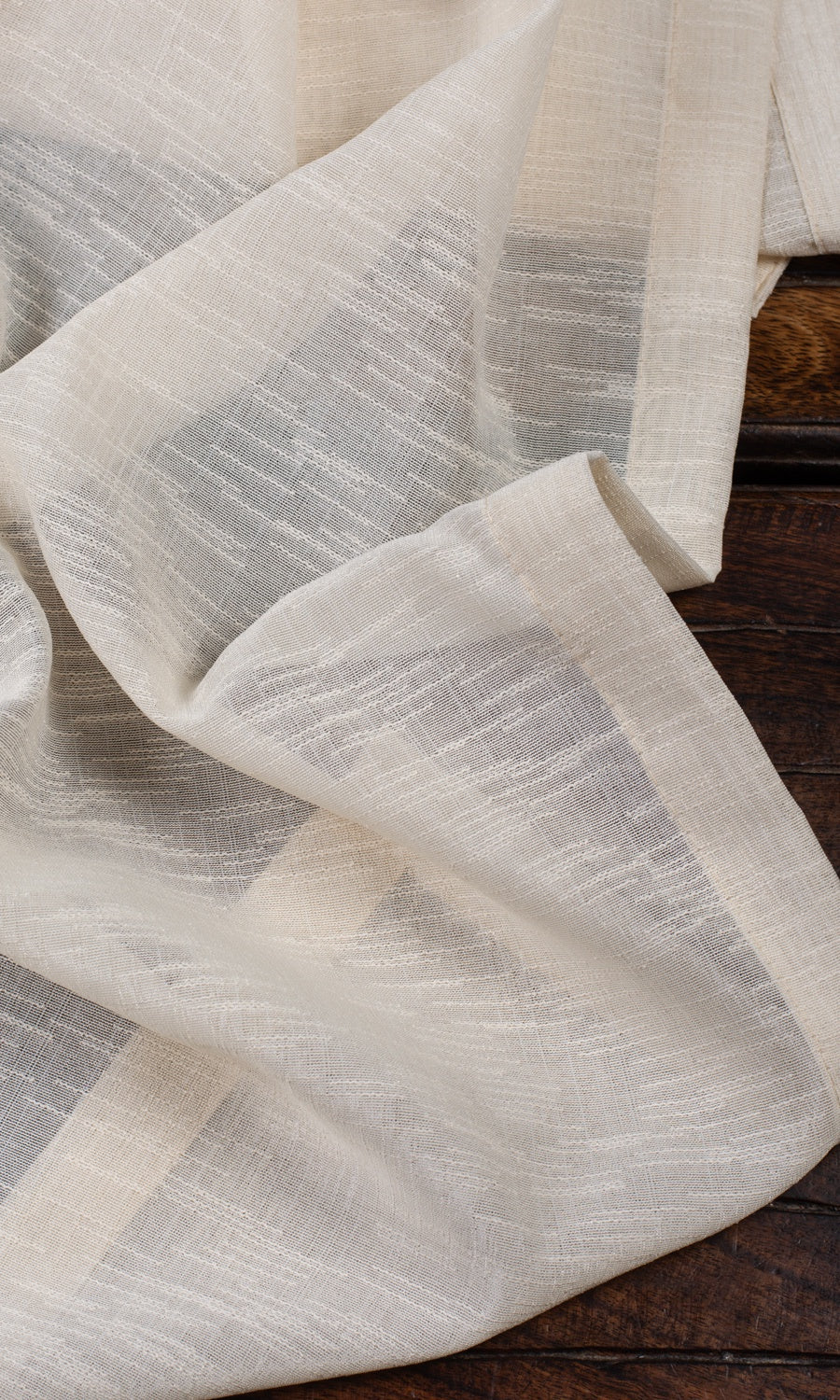 Textured Sheer Home Textile Fabric Material By the Yard (Pale Beige/ Warm Ivory)