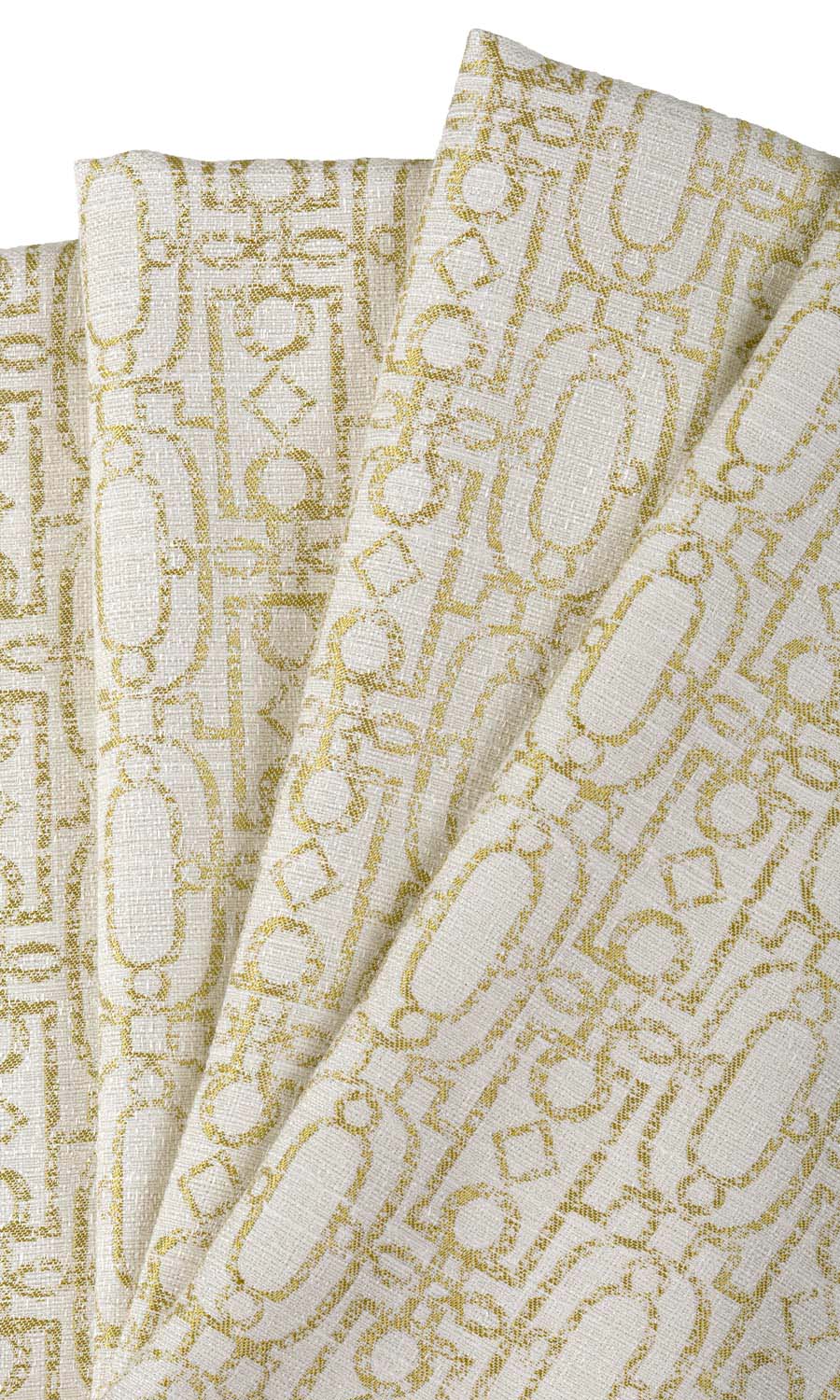 Trellis Poly-Cotton Free Fabric Material Sample (Off White/ Green)