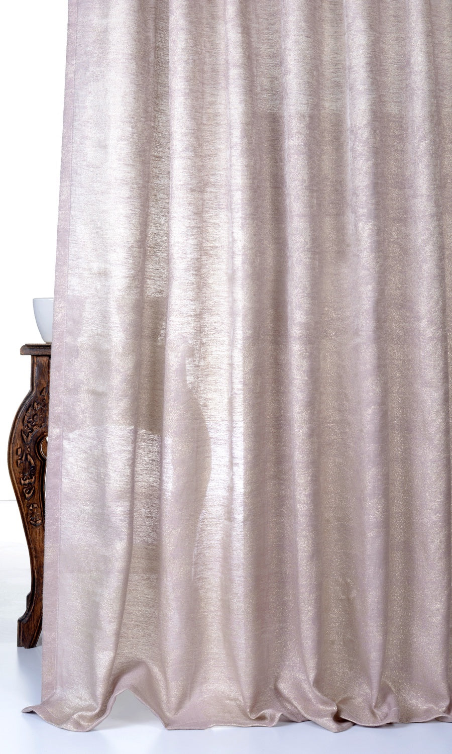 Textured Window Treatments Fabric By the Yard (Dusty Pink/ Gold)