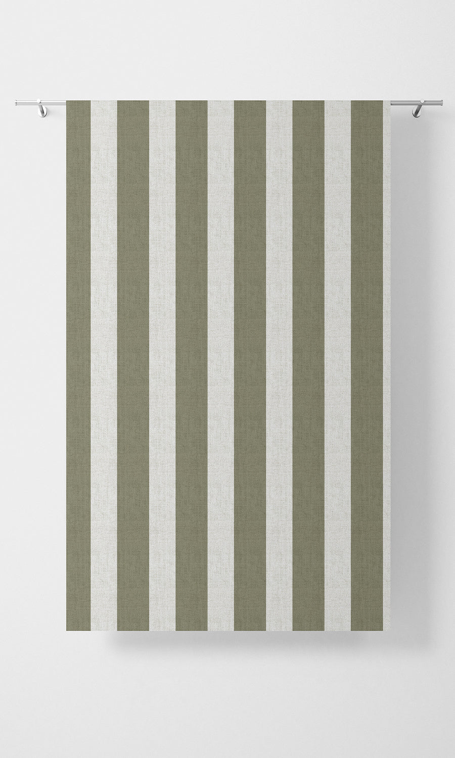 Striped Home Textile Fabric Material Sample (Olive Green/ White)