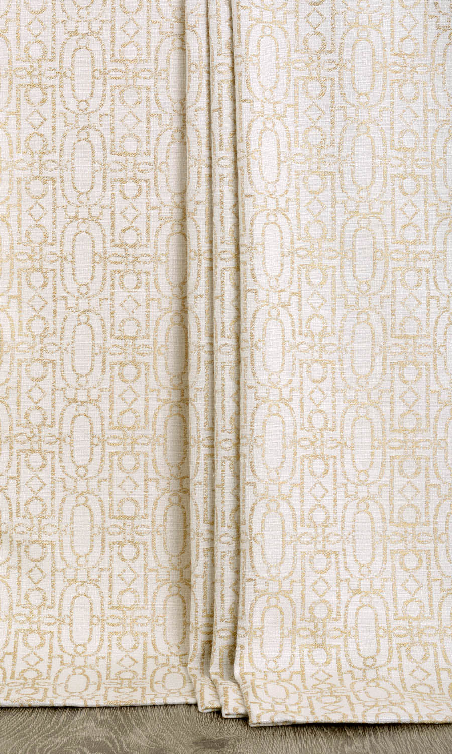 Trellis Poly-Cotton Window Treatments Fabric Sample (Off White/ Pale Beige)