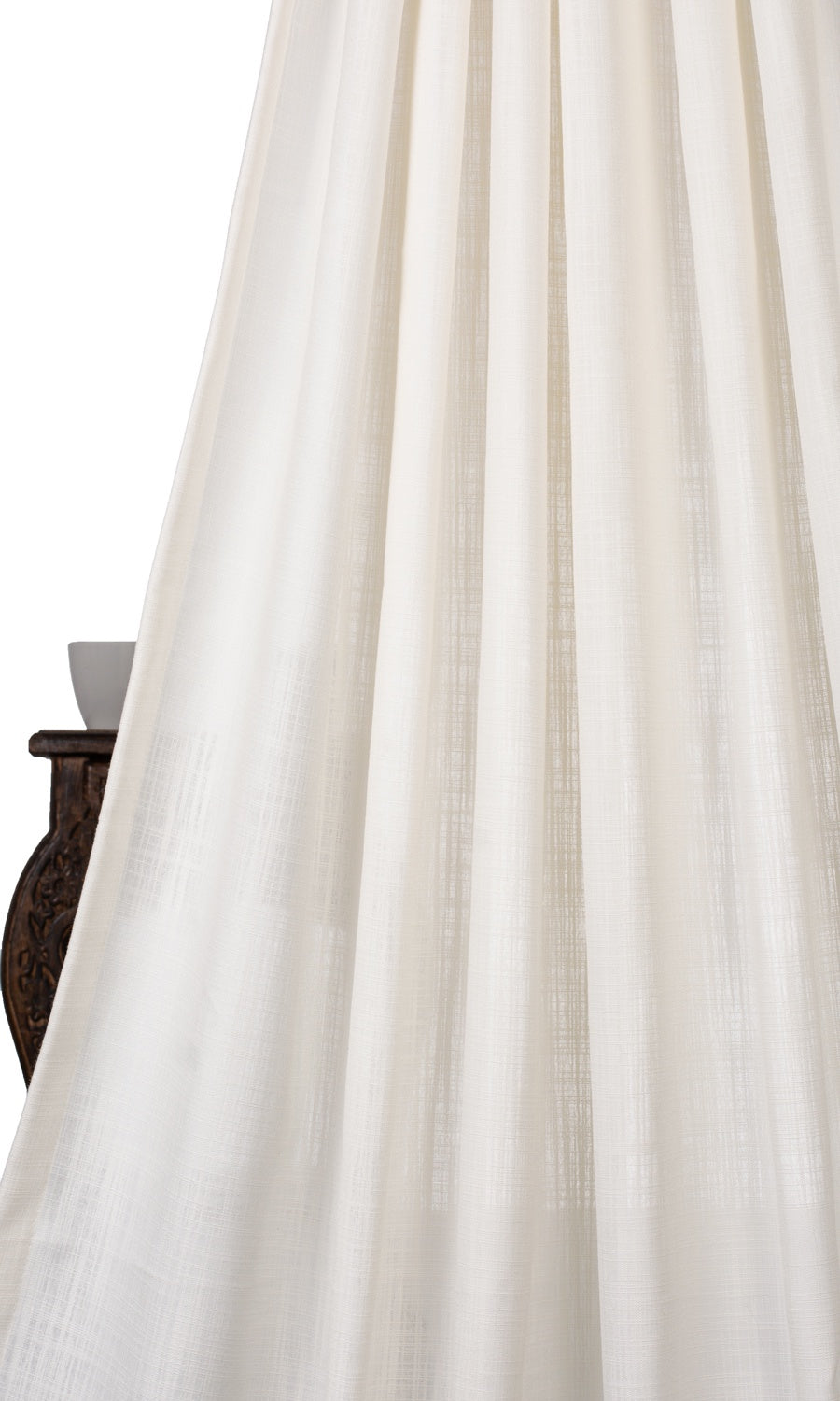 Linen-Texture Semi-Sheer Fabric Material By the Yard (Off-White)