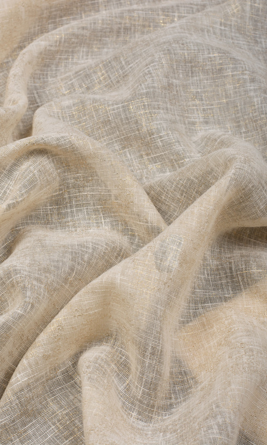 Metallic Accents Sheer Window Treatments Fabric By the Yard (Beige)