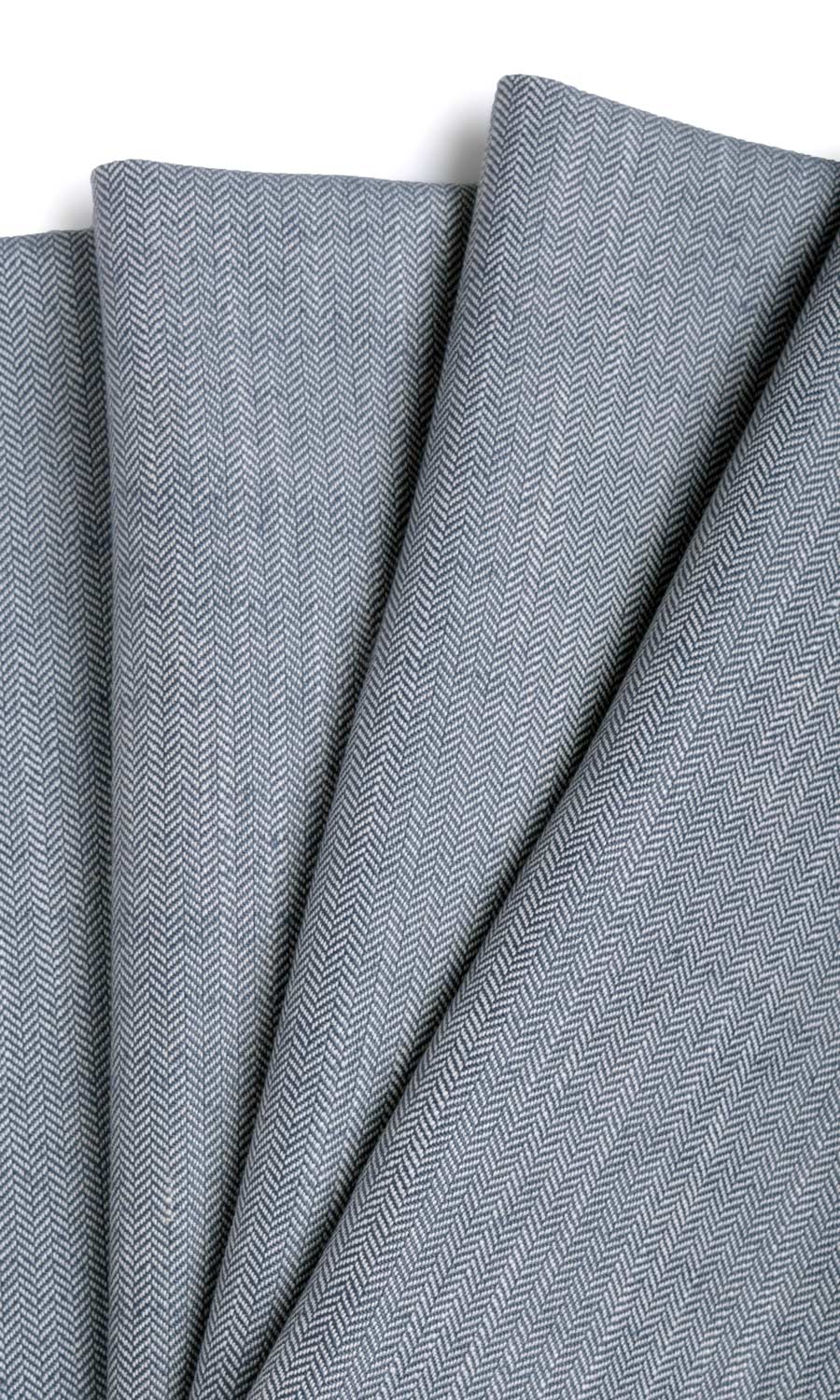Herringbone Textured Window Treatments Fabric Sample (Denim/ Navy Blue)