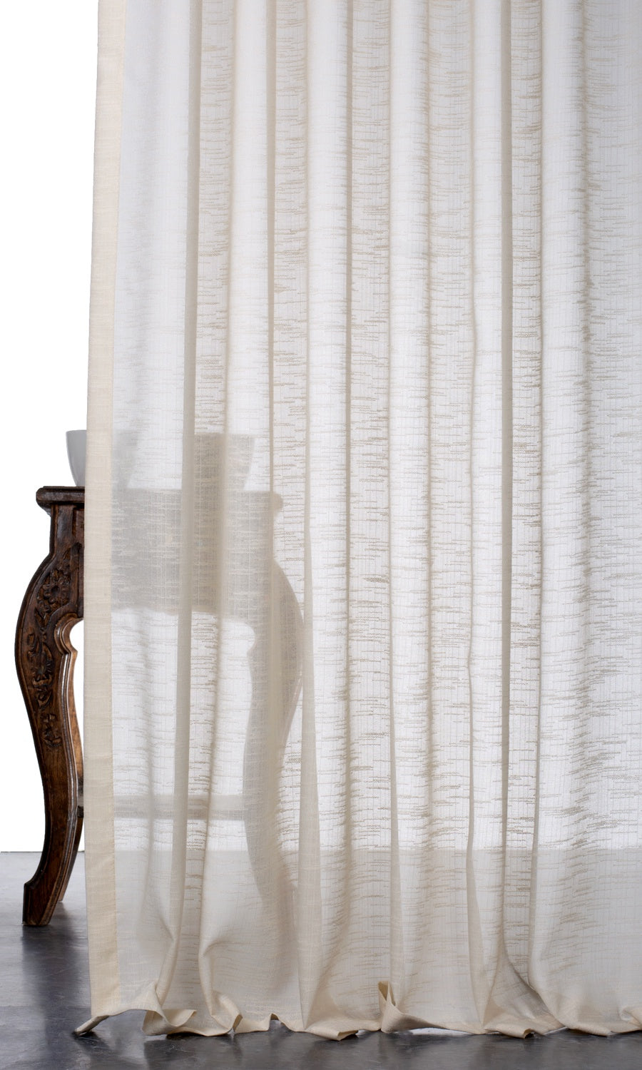 Textured Sheer Window Treatments Fabric By the Yard (Pale Beige/ Warm Ivory)