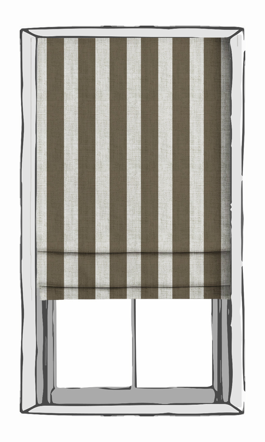 Striped Fabric Material By the Metre (Cedar Brown/ White)