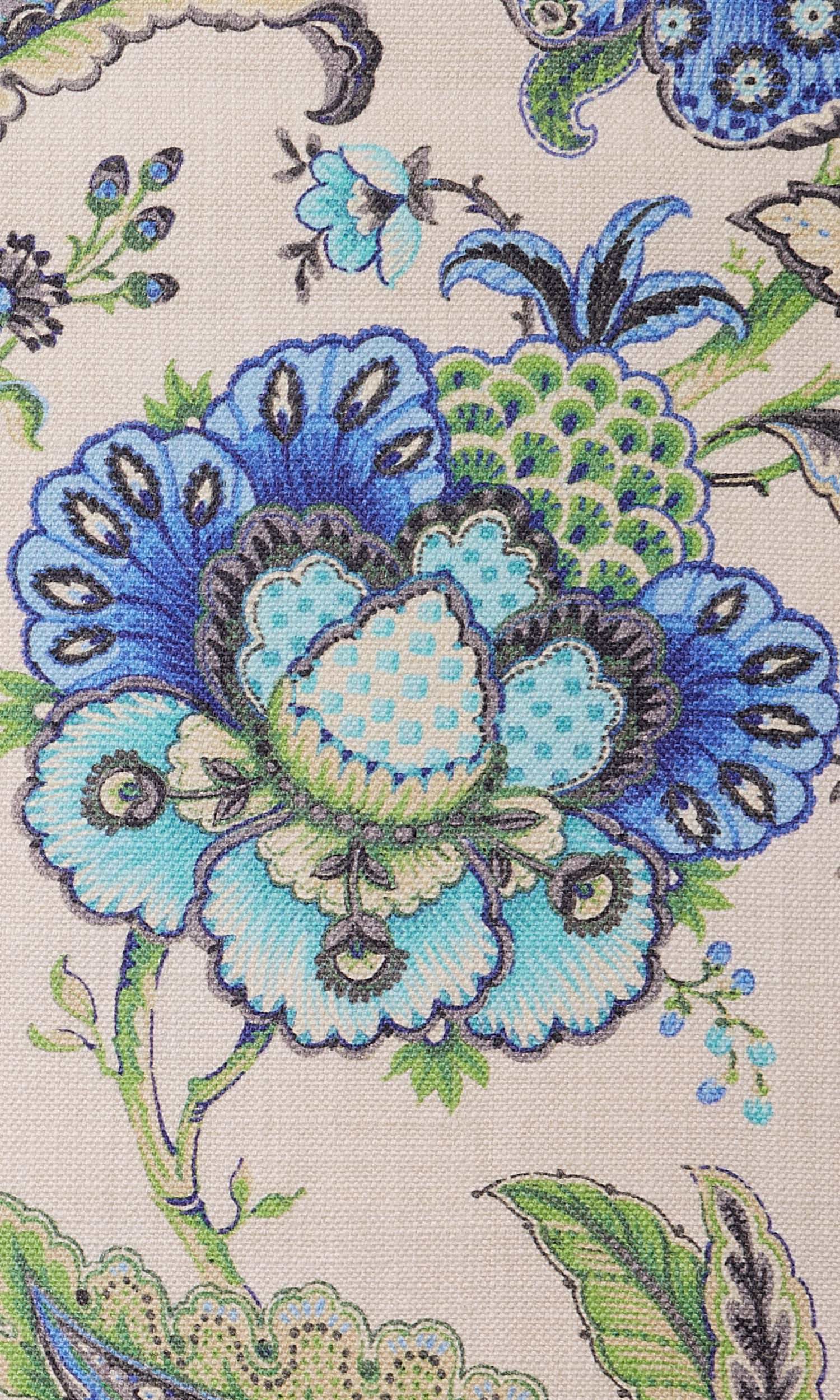 Floral Cotton Home Textile Fabric Material By the Yard (Turquoise/ Ultramarine Blue)