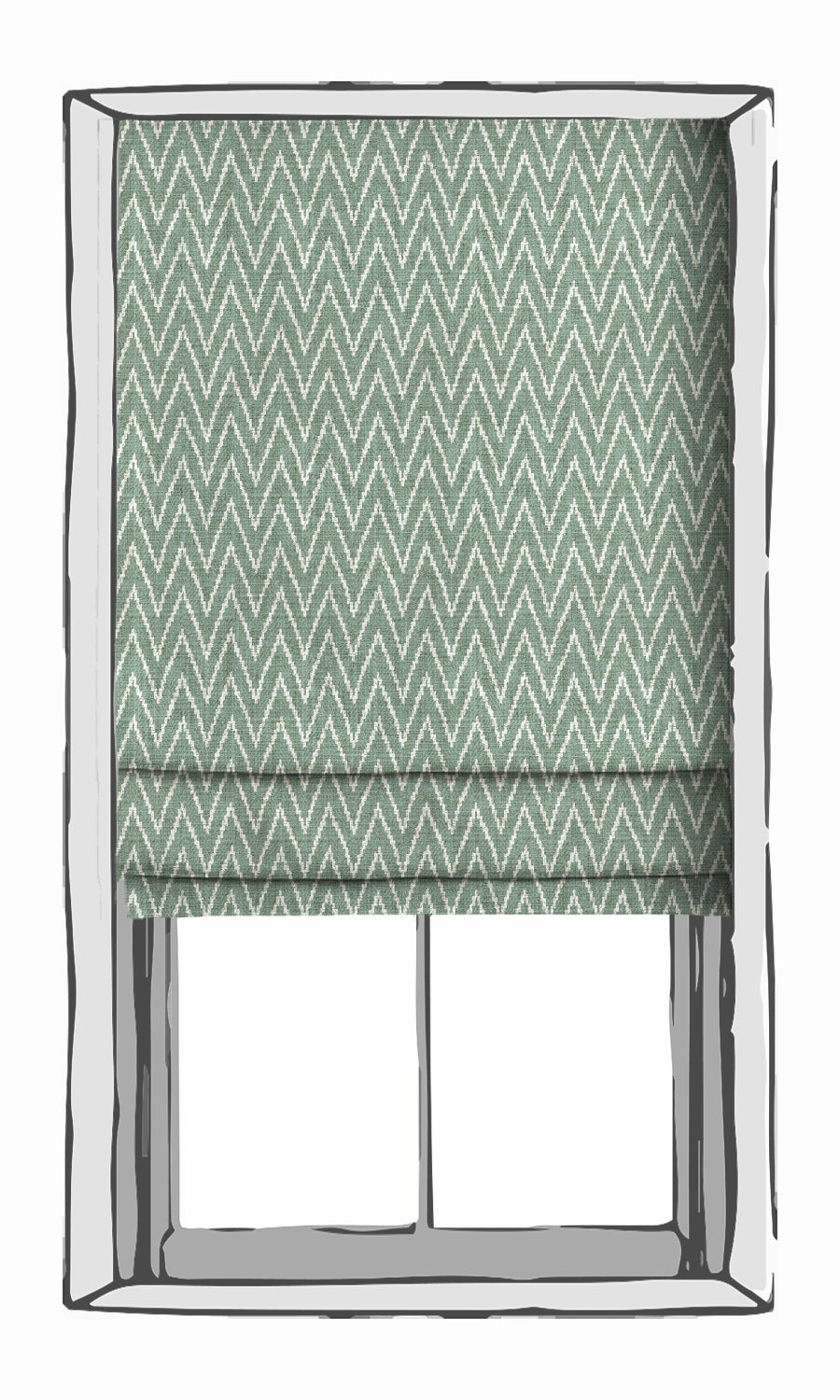 Chevron Print Fabric Material By the Metre (Duck Egg Blue/ White)