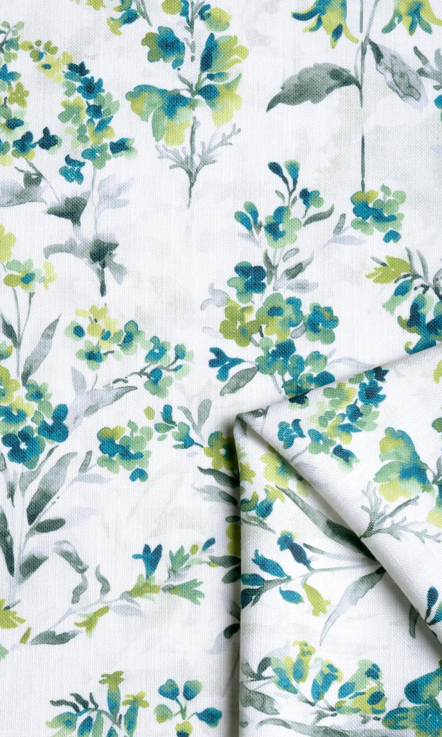 Floral Print Fabric Material By the Yard (Blue/ Green)