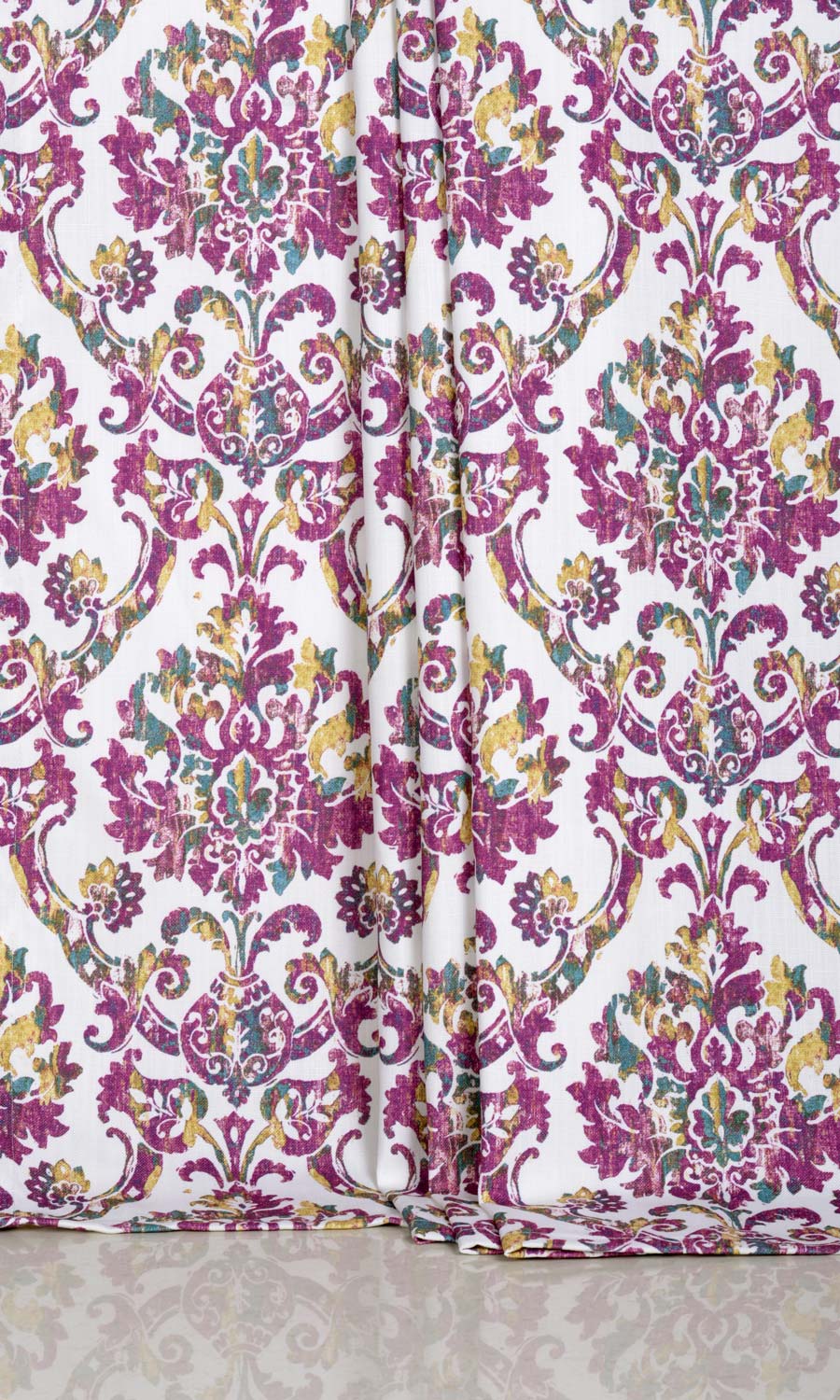 Damask Print Window Treatments Fabric By the Yard (Pink/ Purple)