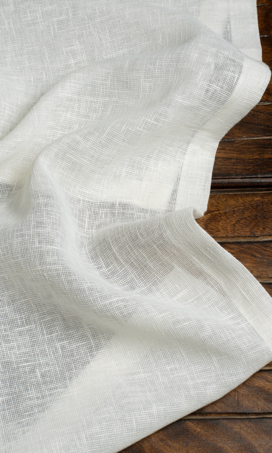 Linen-Texture Semi-Sheer Home Décor Fabric By the Yard (Milky White)