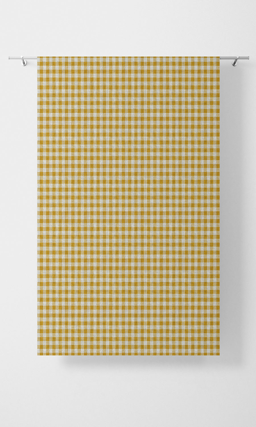 Checked Home Textile Fabric Material By the Yard (Deep Yellow/ White)