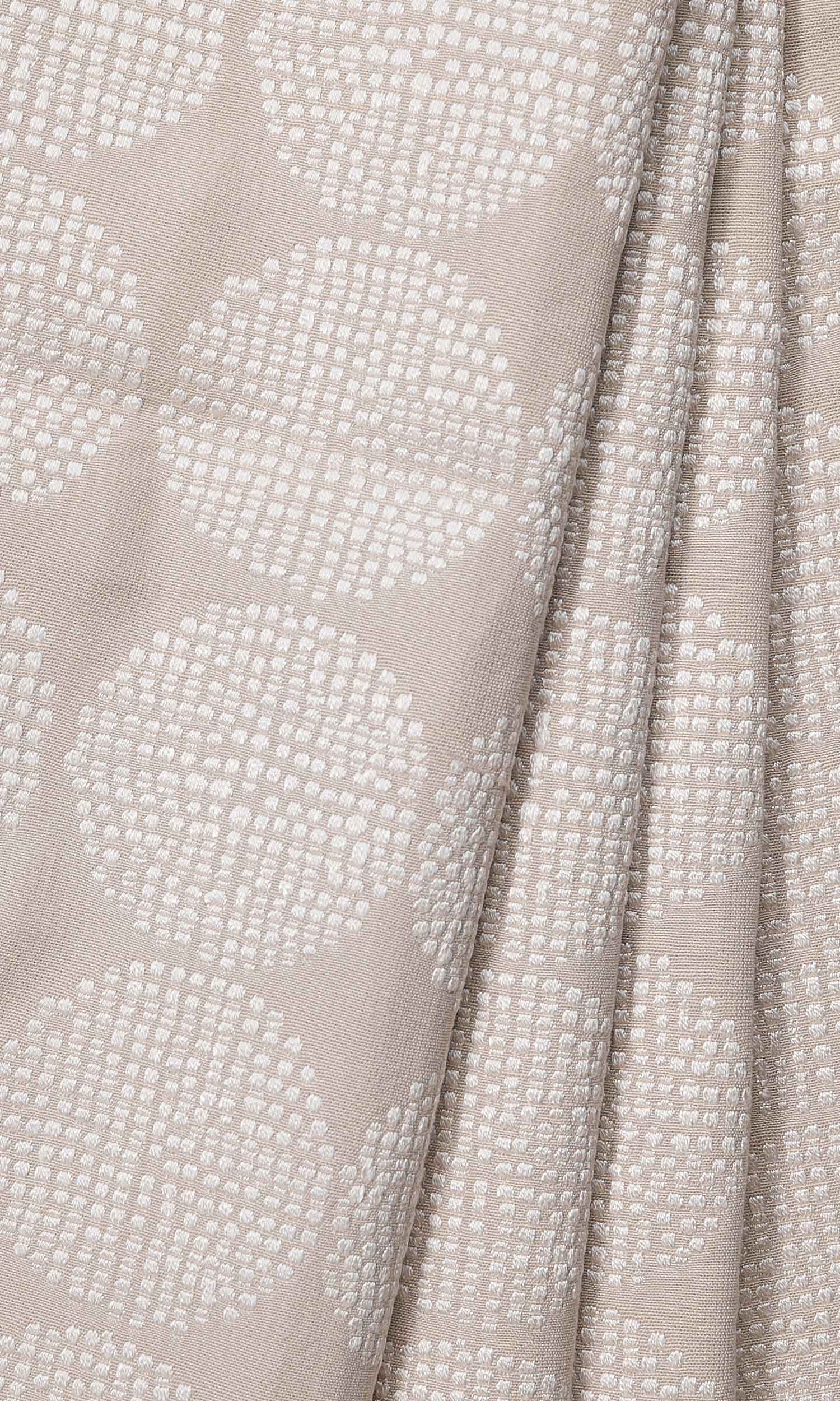 Geometric Embroidered Window Treatments Fabric Sample (Beige/ White)