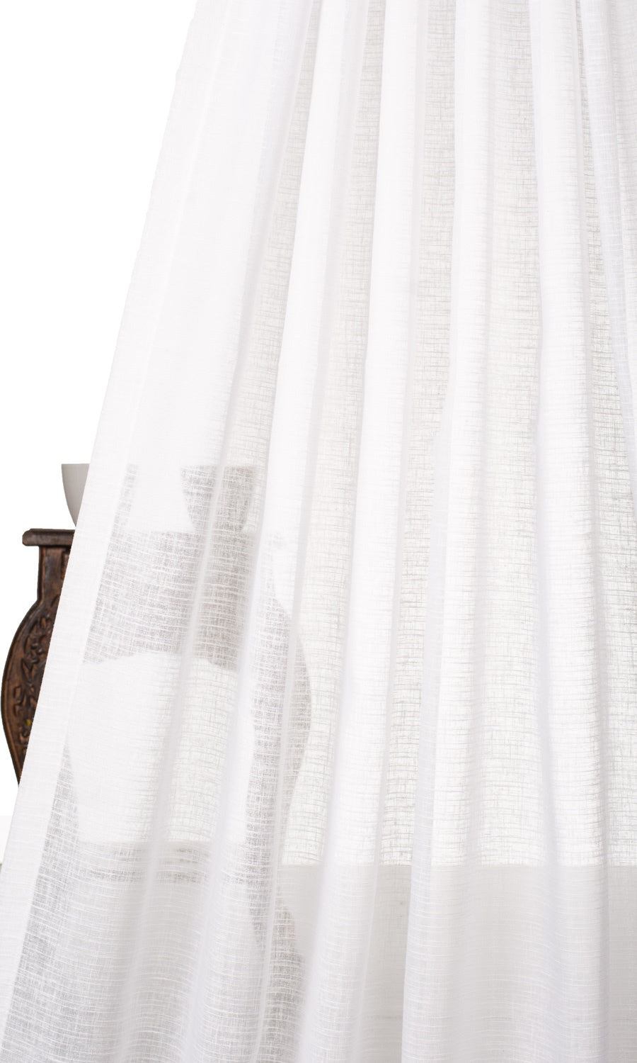 Plain Linen-Texture Sheer Home Textile Fabric Material By the Yard (White)
