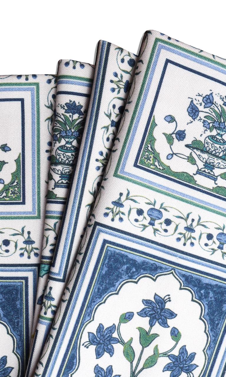 Floral Cotton Fabric Material By the Yard (Blue/ Green)