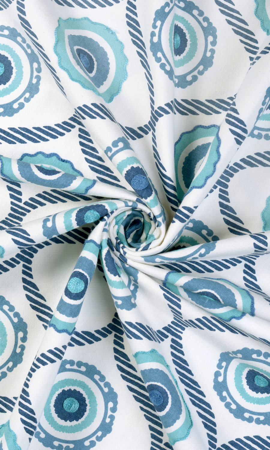 Printed Fabric Material By the Yard (Blue/ White)