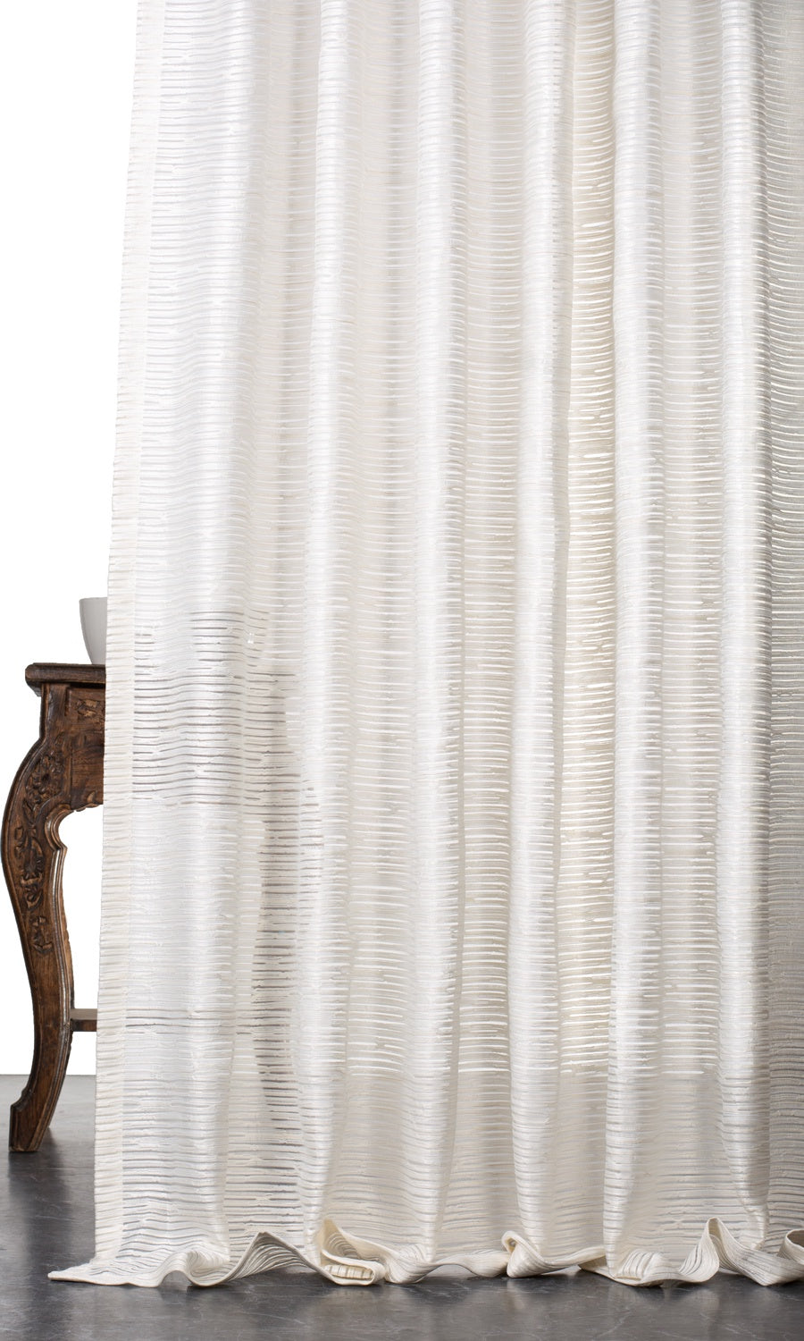 Striped Sheer Fabric Material By the Yard (Cream)