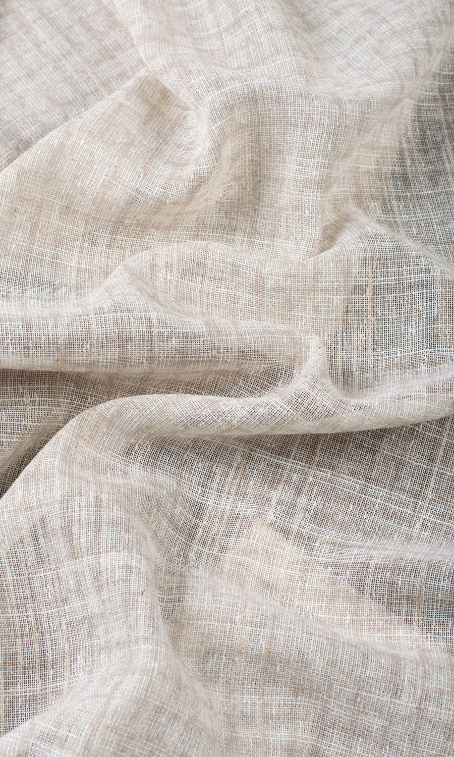 Checked Sheer Fabric By the Yard for Curtains & Drapes (Cream/ Pale Beige)