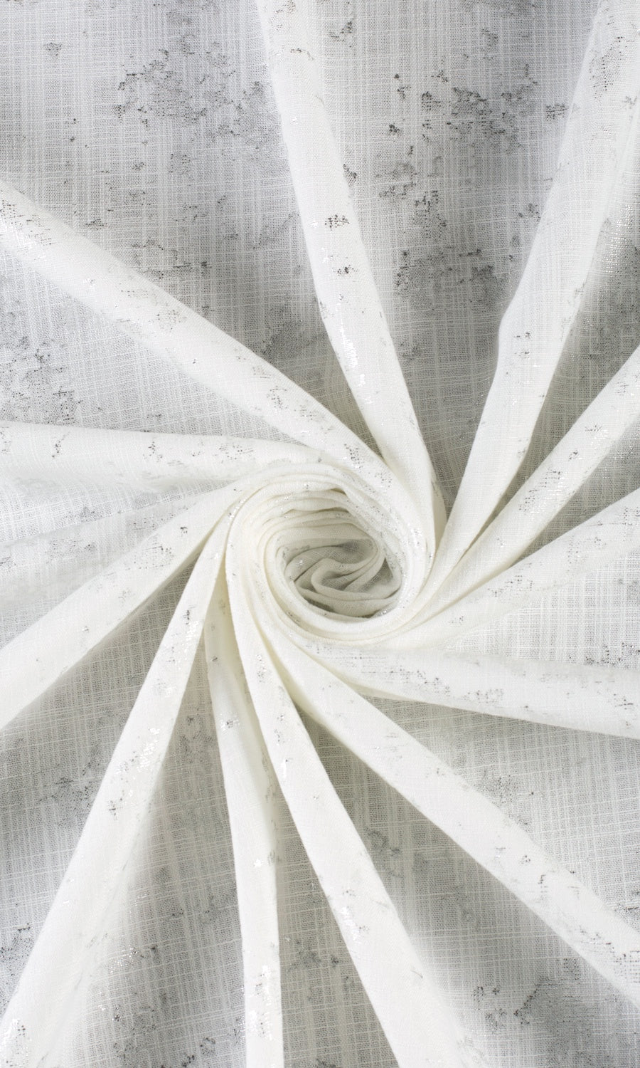Metallic Abstract Print Fabric Sample for Curtains & Drapes (White/ Silver)