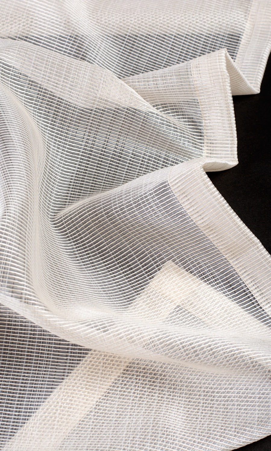 Textured Sheer Free Fabric Material Sample (Ivory/ Pale Beige)
