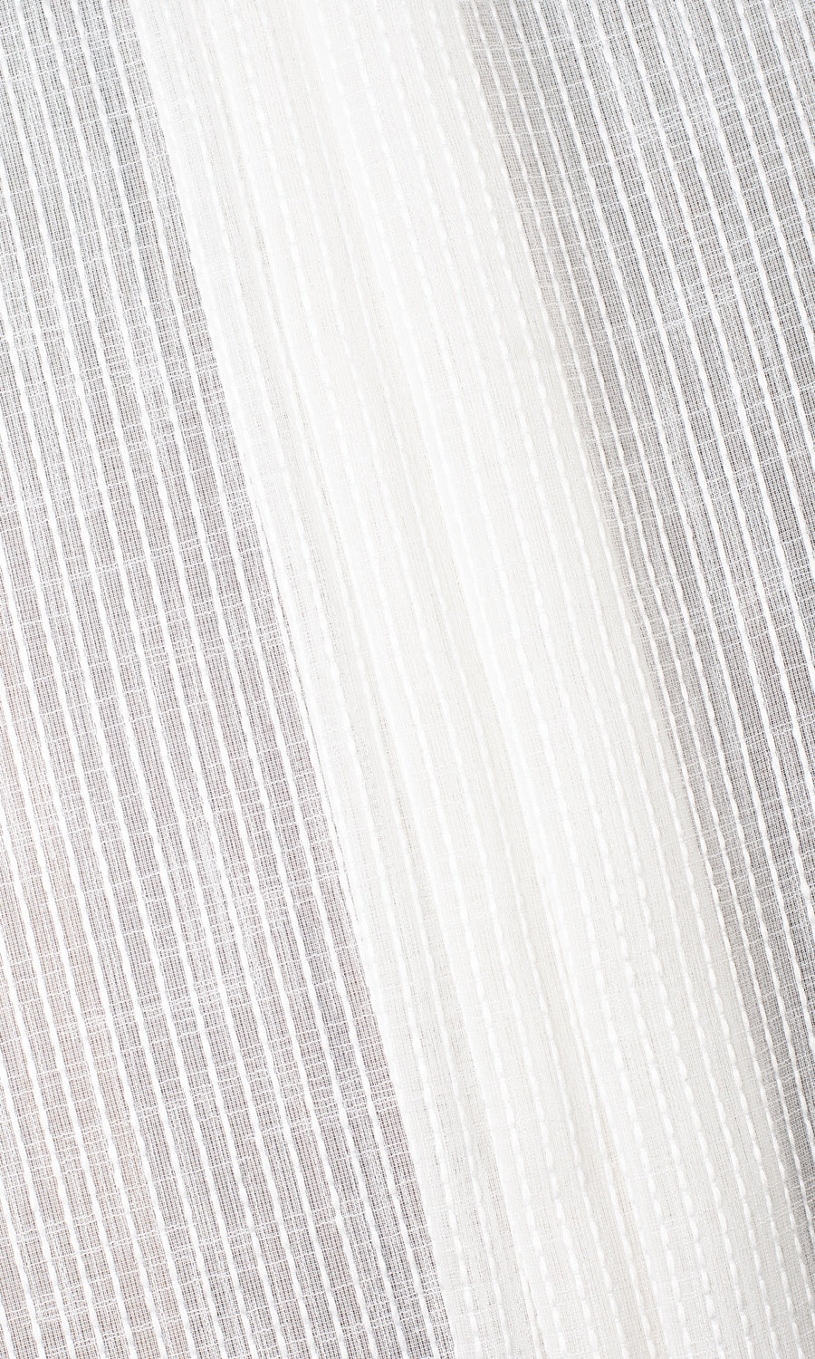 Embroidered Striped Sheer Free Fabric Material Sample (White)
