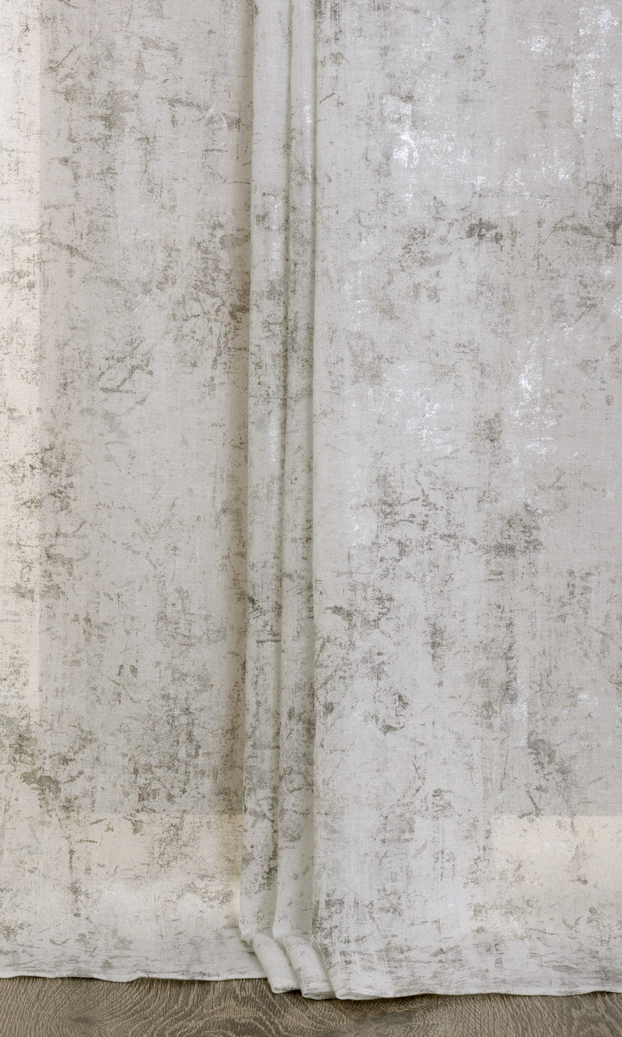 Sheer Window Treatments Fabric Sample (White/ Metallic Silver/ Grey)